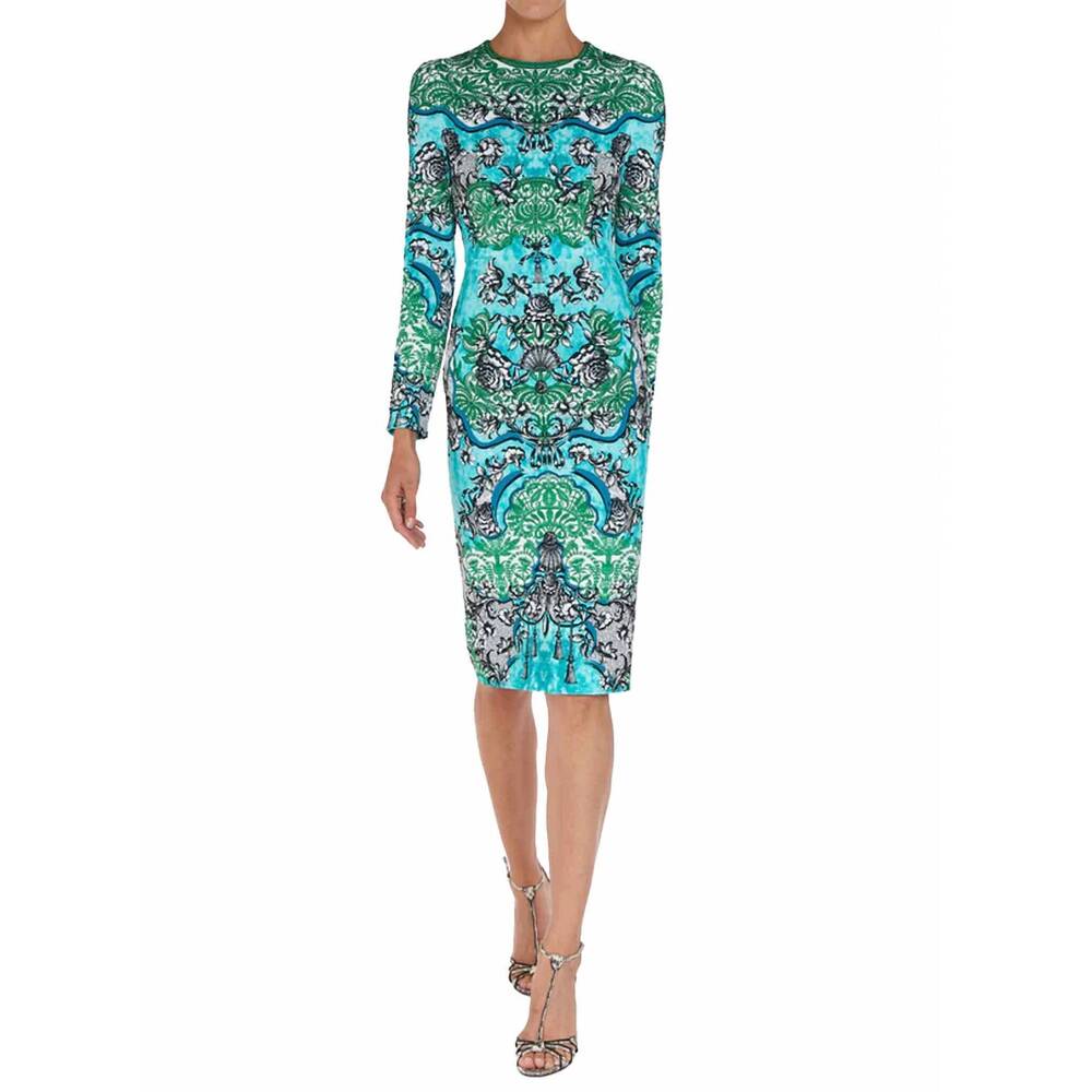 NEW MARY KATRANTZOU naomi dress in rocaille lace cyan